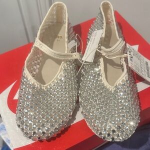 Zara Silver Rhinestone Embellished Flats
